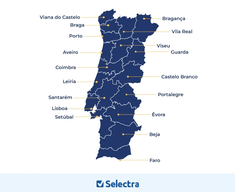 Mapa de lojas MEO Energia em Portugal continental